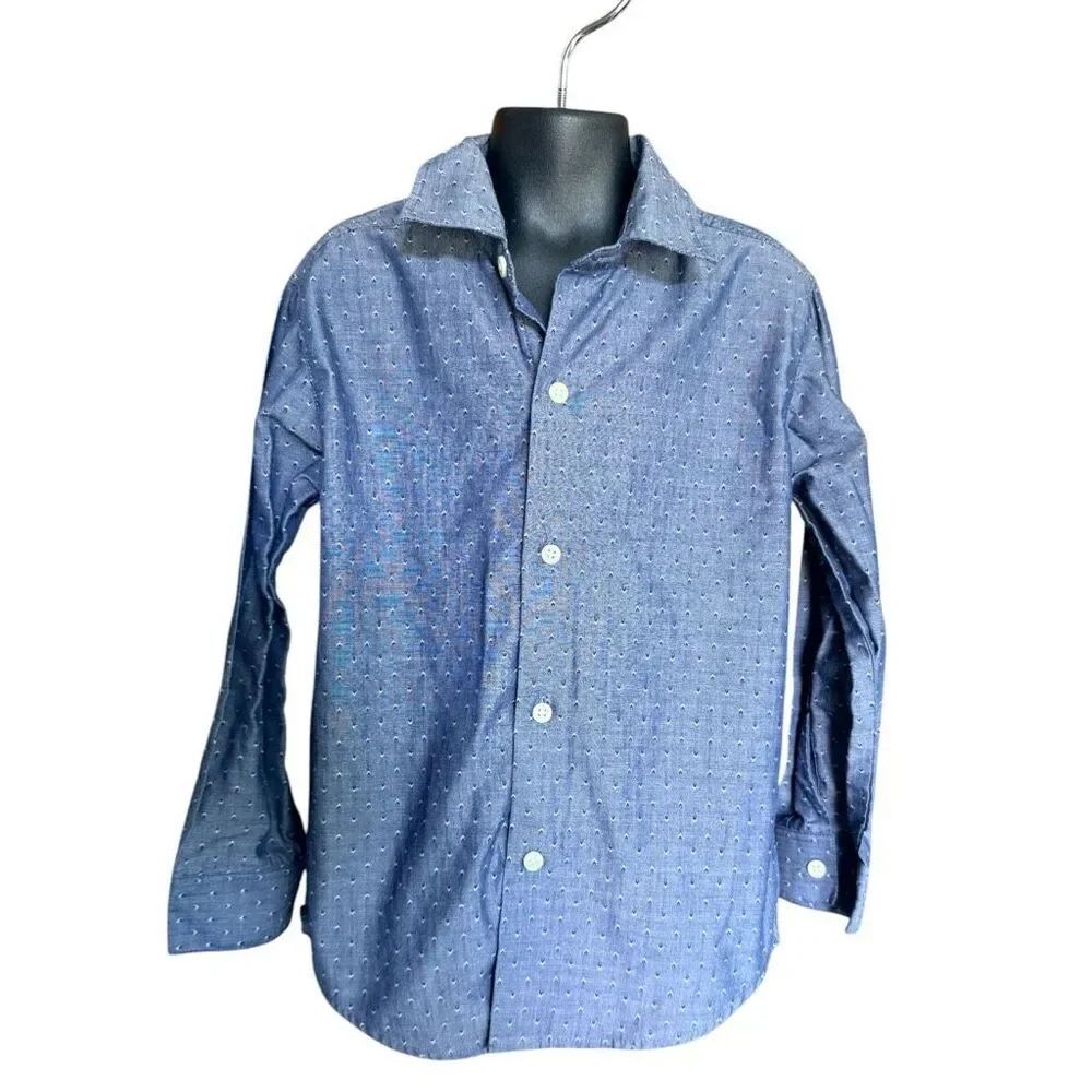 Youth Boys Izod Arrow Print Button Down Long Sleeve Shirt - Sz S 6/7
